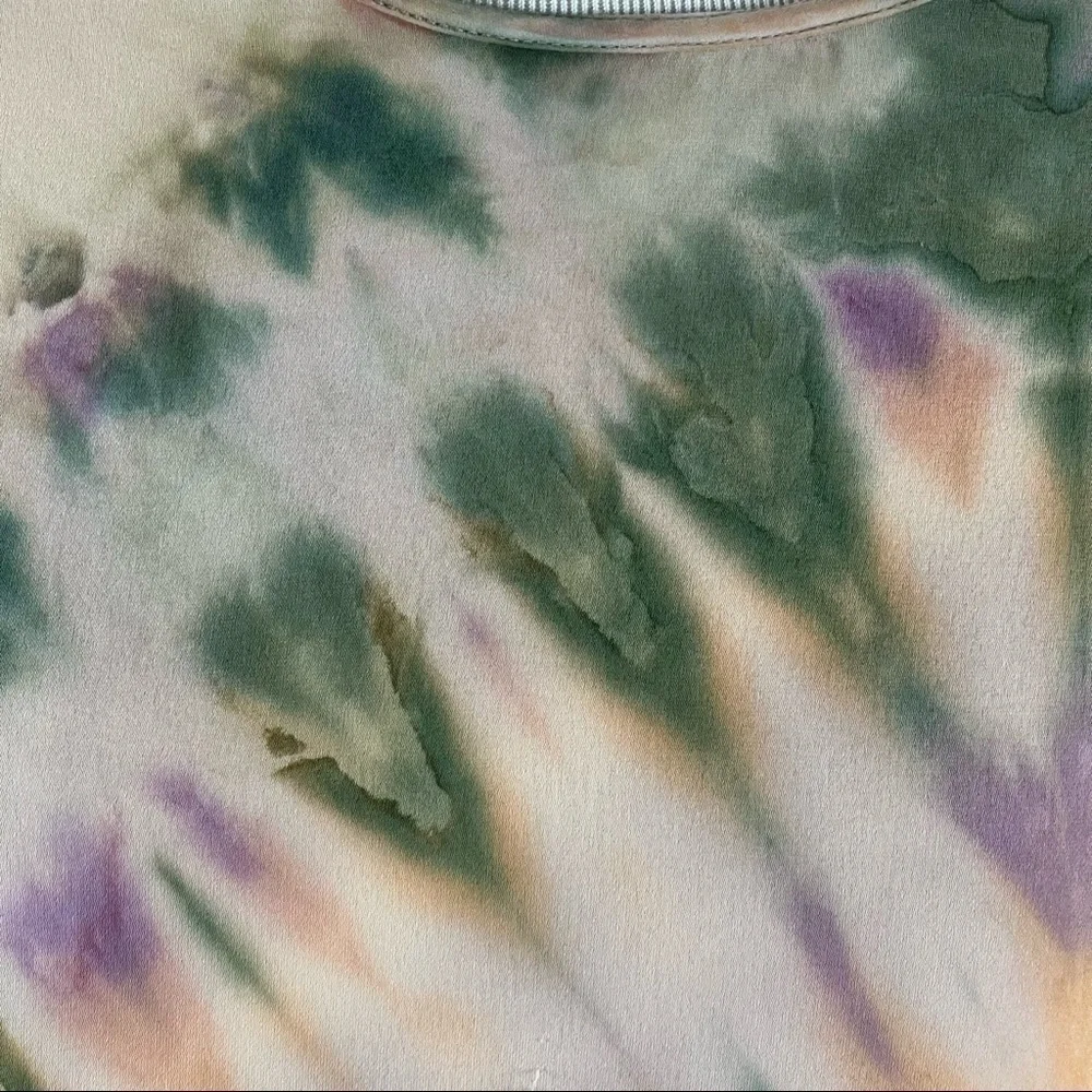 Raquel Allegra 100% Silk Blouse Tie Dye Ink Blot Size 1 Made in LA Nude Neutral - Picture 13 of 16